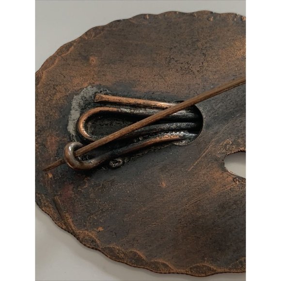 Handmade Copper Brooch Modernist Pedro Pujol Painters Pallette Pin - Picture 4 of 12